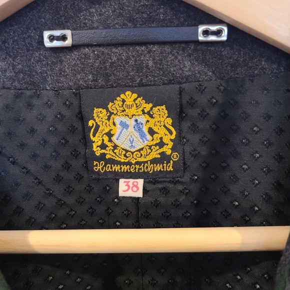 Vtg German wool blend Hammerschmid Gray blazer Mushrooms Octoberfest Euro Sz 36 - Picture 3 of 13